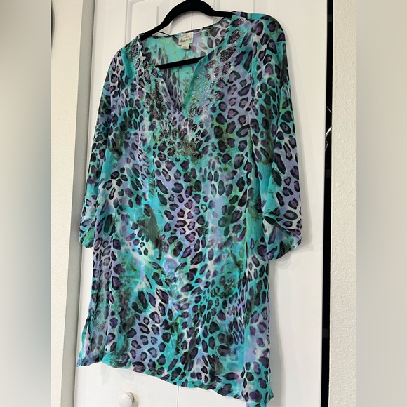 ONE WORLD Beach Cover-Up Size WOMENS Small V-Neck 3/4 Sleeve - Picture 5 of 17